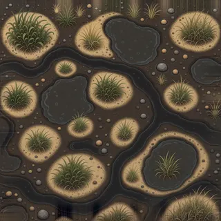 overgrown wet mud