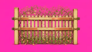 fence straight, overgrown