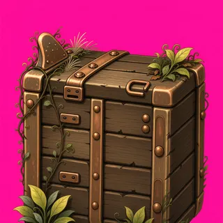 overgrown wooden crate