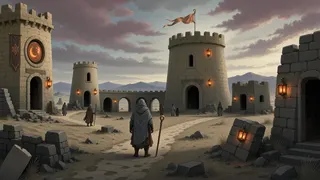 ancient landmark at overcast twilight