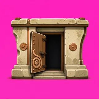 door open, weathered