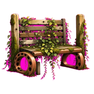 overgrown bench