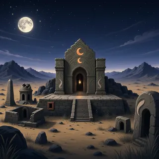 hidden shrine at moonlit night