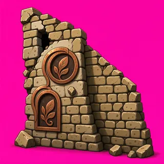damaged stone wall section