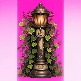 overgrown lantern post