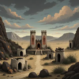 hidden shrine at overcast twilight