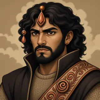 original adult merchant, determined expression
