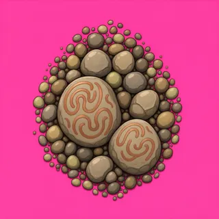 spilled pebbles, clustered arrangement