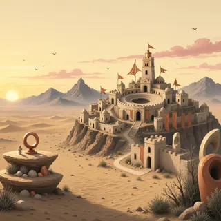 distant stronghold at daybreak