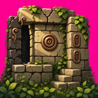 overgrown stone wall section
