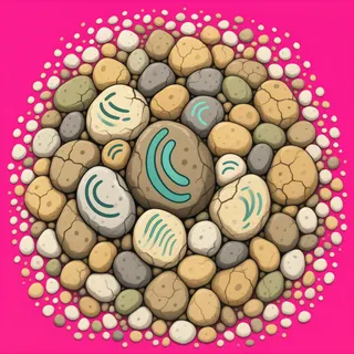 spilled pebbles, dense arrangement