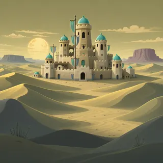 distant stronghold at dusk