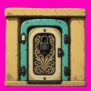 door locked, weathered