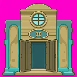 door open, intact
