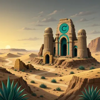 ancient landmark at dusk