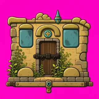 door closed, overgrown