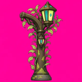 overgrown lantern post