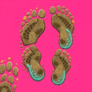 footprints, irregular arrangement