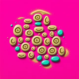 spilled pebbles, irregular arrangement