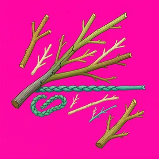 scattered twigs, elongated arrangement