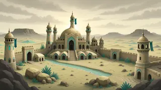ancient landmark at overcast twilight