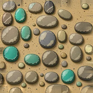 damaged river pebbles