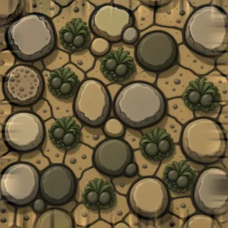overgrown worn cobbles