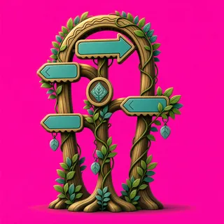 overgrown wayfinding sign without text