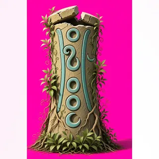 overgrown broken pillar