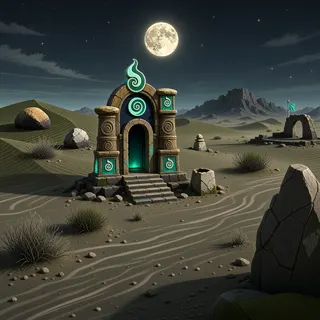 hidden shrine at moonlit night