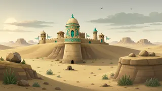 distant stronghold at daybreak