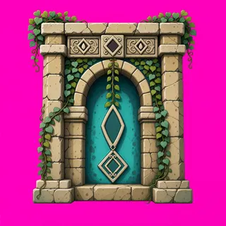 wall isolated pillar, overgrown
