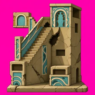stairs upward, damaged