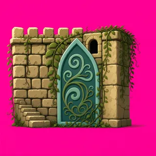 overgrown stone wall section
