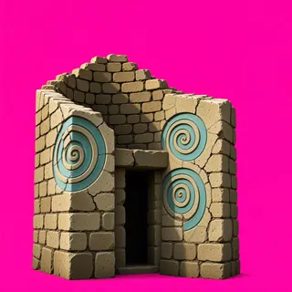 damaged stone wall section
