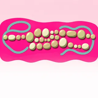 spilled pebbles, elongated arrangement