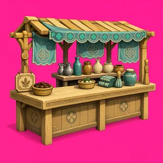 weathered market stall