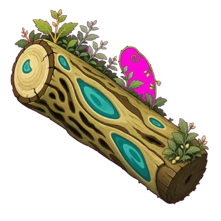 overgrown fallen log