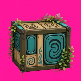 overgrown wooden crate