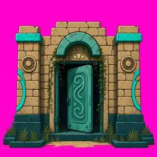 door open, overgrown