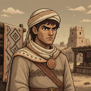 original adult merchant, determined expression