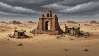 ancient landmark at stormy midday
