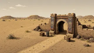 settlement entrance at daylight