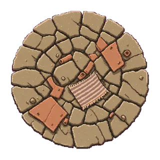 broken fragments, clustered arrangement