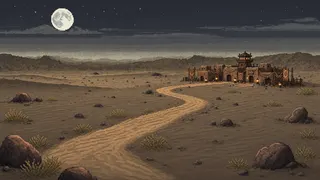 winding wilderness path at moonlit night