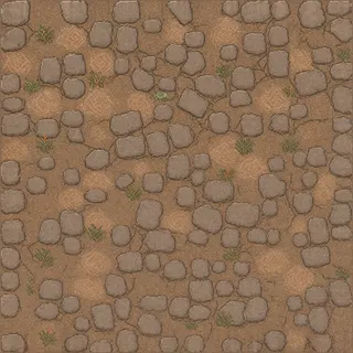 overgrown worn cobbles