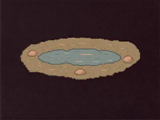 shallow puddle, elongated arrangement