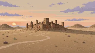 distant stronghold at daybreak