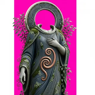 overgrown statue