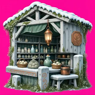 overgrown market stall